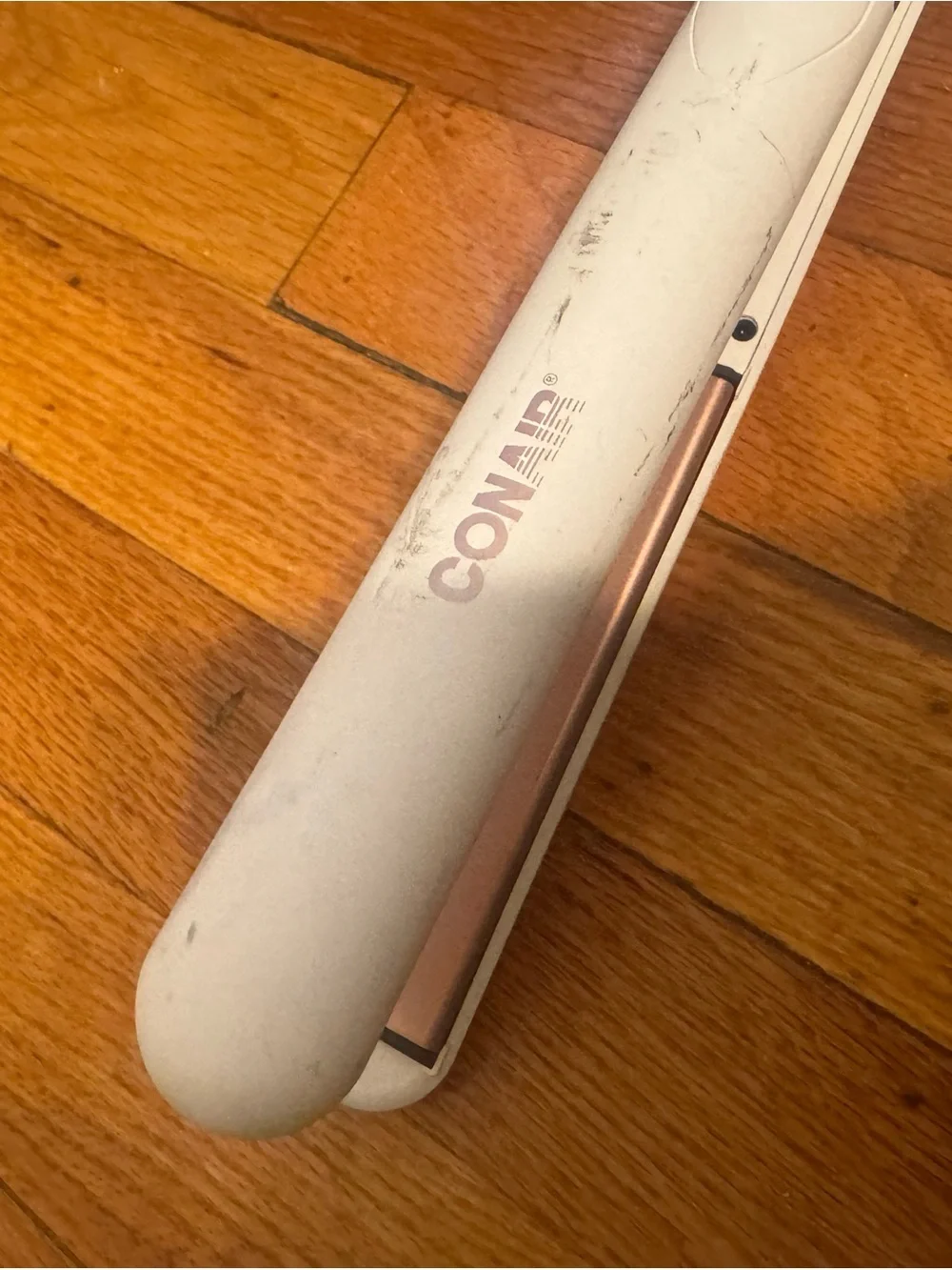 Conair White & Rose Gold Ceramic Hair Straightener with Clip
